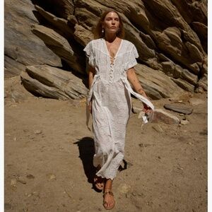 Natalie Martin x Madewell Monica Dress White Embroidered Eyelet Cotton Maxi XS